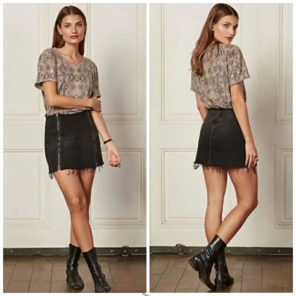 Revolve Boyish Murphy Black Denim Mini Skirt